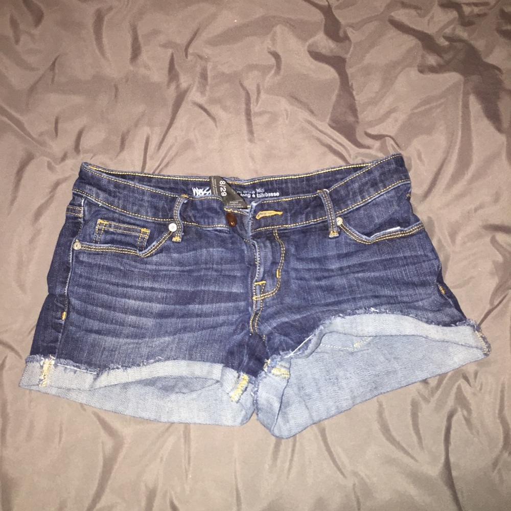 Dark wash denim shorts